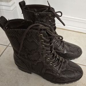 Snakeskin booties